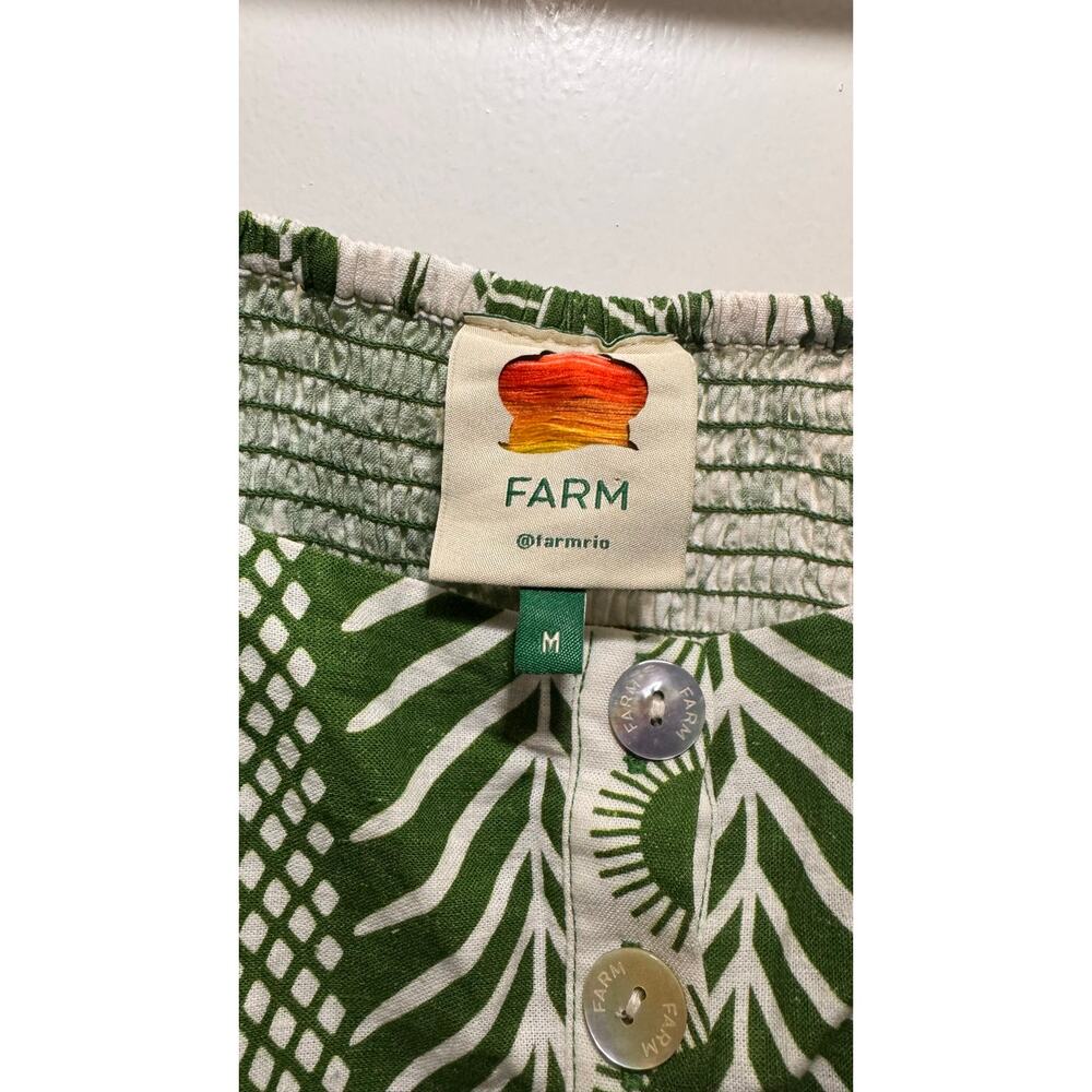 Farm Rio Macaw Elegance Tropical Romper Green Cream Sleeveless M (has call outs) - Picture 8 of 9